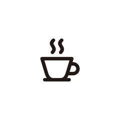 Simple Flat Coffee Icon Illustration Design, Black Silhouette Coffee Symbol with Outlined Style Template Vector