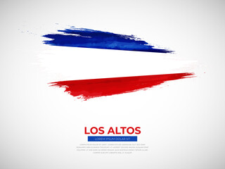 Grunge style brush painted Los Altos country flag illustration with national day typography