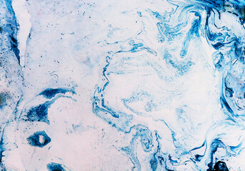 Ink, paint, abstract. Closeup blue abstract painting background. Highly-textured oil paint.