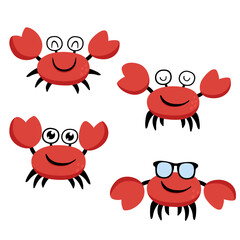 Collection funny smiling crab.