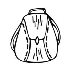 Single hand-drawn backpack isolated on white background. Cute cartoon backpack. School element. Vector illustration.