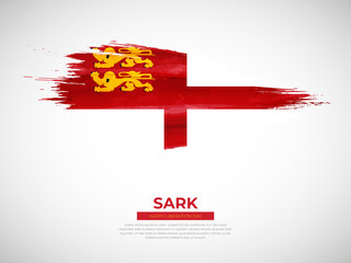Grunge style brush painted Sark country flag illustration with liberation day typography