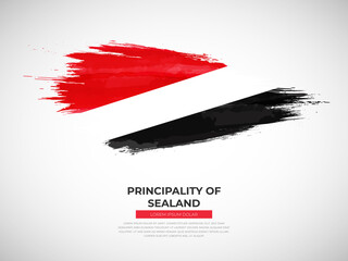 Grunge style brush painted Principality of Sealand country flag illustration with national day typography