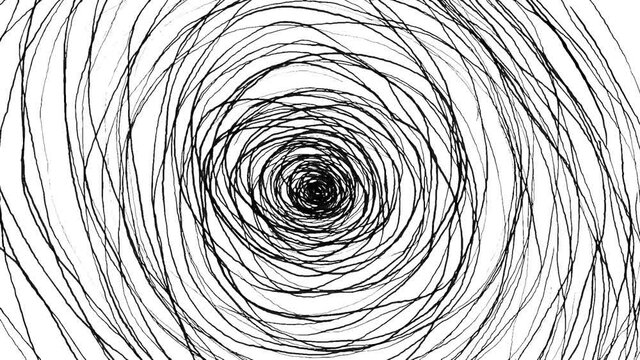 black and white background of spiral abstract depression bad mood stop motion style animation