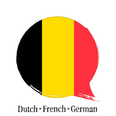 Fototapeta premium België, flag of Belgium, banner with grunge brush. Illustration of book, dictionary, vocabulary.