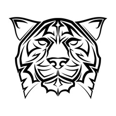 Black and white line art of tiger head Good use for symbol mascot icon avatar tattoo T Shirt design logo or any design