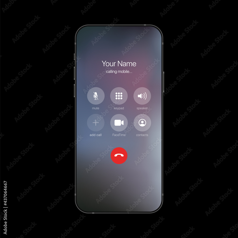 Aufkleber calling screen interface. mobile call on smartphone template. vector illustration