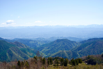 Fototapeta na wymiar The view of mountains in Nagano in May.