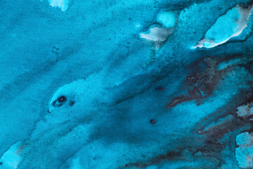 blue Abstract colorful watercolor on paper close-up background texture