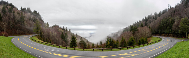 Great Smoky Mountains National Park on a cloudy day in the early spring