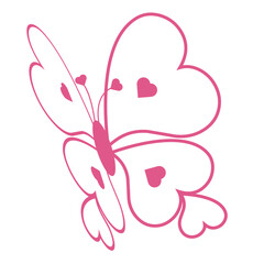 ハートの蝶々のイラスト