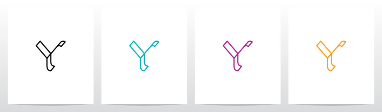 Parallel Lines Connected Forming Letter Logo Design Y