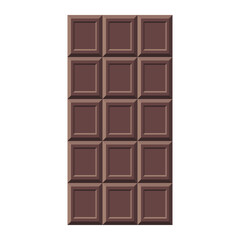 Dark Chocolate Bar Isolated Vector Illustration. Flat style cacao candy for logo, menu, emblem, template, web, stickers, prints