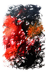 Abstract colorful red and black oil ink on paper close-up background texture