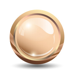 Champion Bronze Medal Template with glare of light for stamps or coins. Third Place. Transparent Background. Vector Illustration