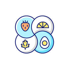 Sectional plate RGB color icon. Isolated vector illustration. Divided dish which can contain different foods. Wide variety meals types in one container simple filled line drawing.