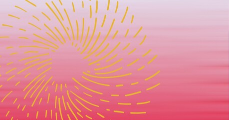 Composition of fireworks with copy space on pink background