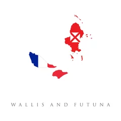 Fotobehang Map of Wallis and Futuna in Wallis and Futuna flag colors. Vector Wallis and Futuna map silhouette, painted in colors of a national flag © adnanroesdi