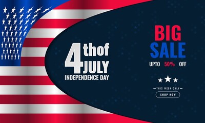 Independence Day USA background sales promotion advertising banner template with american flag design