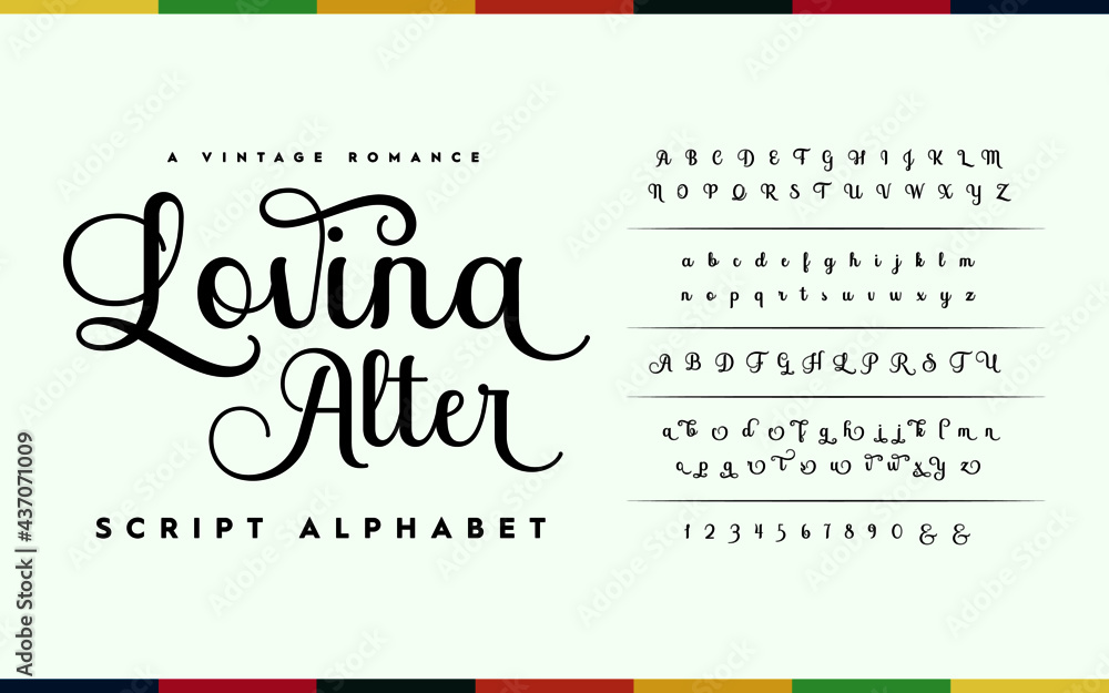 Poster alphabet typeface script style. vector illustration fonts a to z and number. typography handwriting 