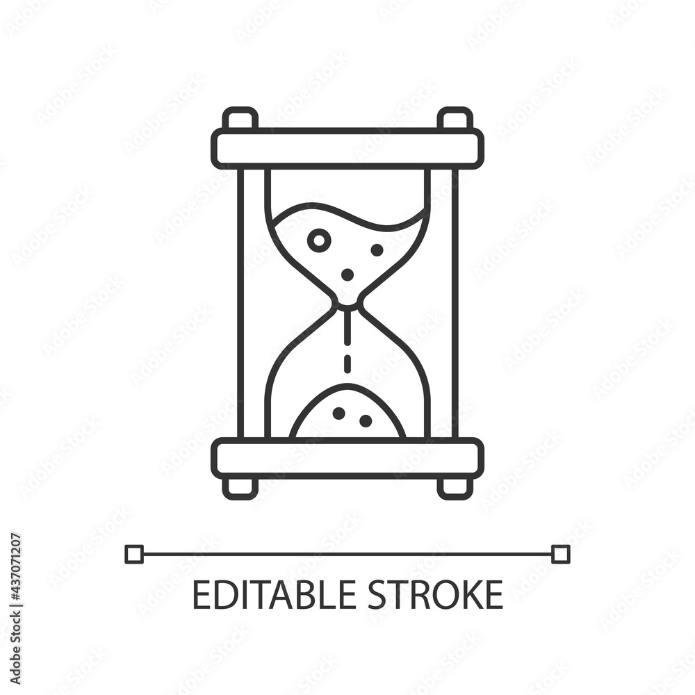 Aufkleber hour glass linear icon. time measurement. countdown with old clock. solving puzzles. thin line custo