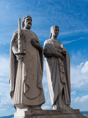 Fototapeta premium Statue of Szent Istvan king and Gizella queen in Veszprem