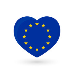 Heart symbol, flag of Europe. European flag, vector illustration