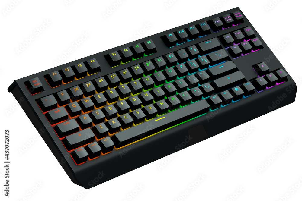 Aufkleber black computer keyboard with rgb colors isolated on white background.