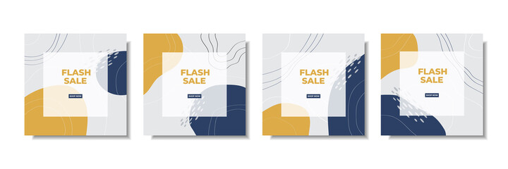 Set of abstract instagram sale post template with pastel colors	