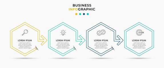 Vector Infographic design business template with icons and 4 options or steps. Can be used for process diagram, presentations, workflow layout, banner, flow chart, info graph