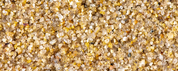 Small grains of sand on a beach, colorful background
