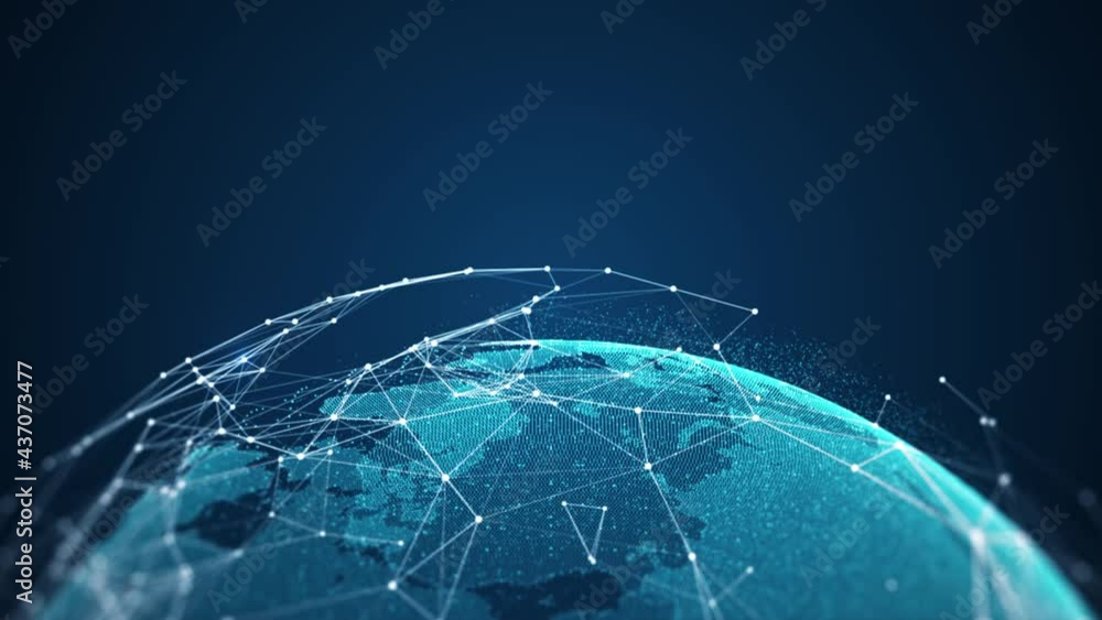 Poster global network connection and data connections concept. communication technology global world networ