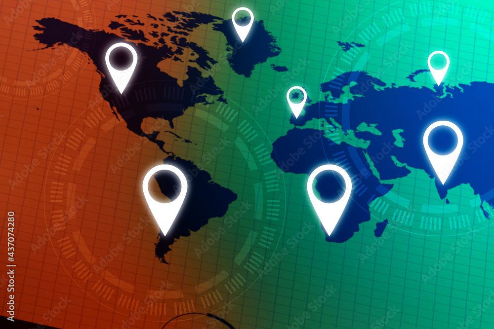 Poster 2d rendering red map pointer