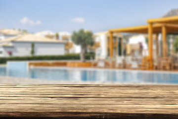 Table background of free space and summer beach landscape 