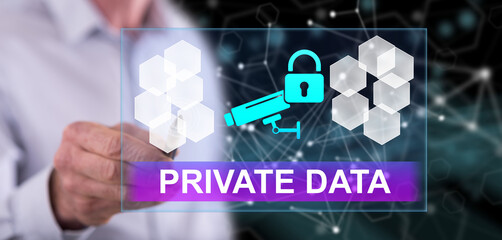 Man touching a private data concept