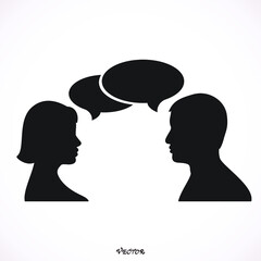 Businesspeople talking with bubble signs. Vector illustration Icon Isolated on White Background.