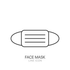 Face mask vector line icon Mask that protects airborne diseases, viruses