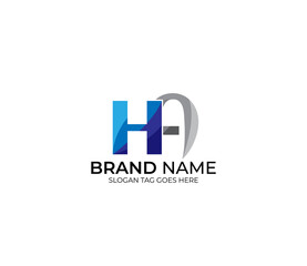 Modern HA Alphabet Blue Or Gray Colors Company Based Logo Design Concept