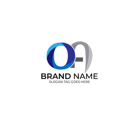 Modern OA Alphabet Blue Or Gray Colors Company Based Logo Design Concept
