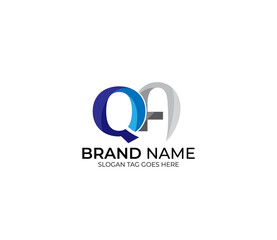 Modern QA Alphabet Blue Or Gray Colors Company Based Logo Design Concept