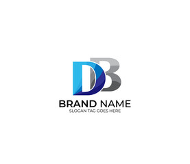 Modern DB Alphabet Blue Or Gray Colors Company Based Logo Design Concept