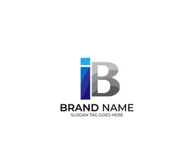Modern IB Alphabet Blue Or Gray Colors Company Based Logo Design Concept