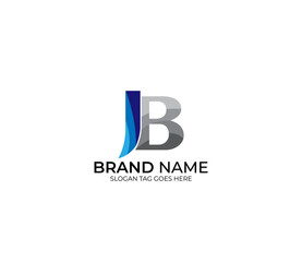 Modern JB Alphabet Blue Or Gray Colors Company Based Logo Design Concept