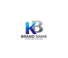 Modern KB Alphabet Blue Or Gray Colors Company Based Logo Design Concept