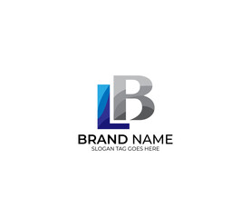 Modern LB Alphabet Blue Or Gray Colors Company Based Logo Design Concept