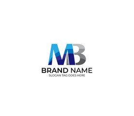 Modern MB Alphabet Blue Or Gray Colors Company Based Logo Design Concept