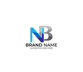 Modern NB Alphabet Blue Or Gray Colors Company Based Logo Design Concept