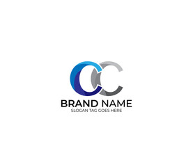 Modern CC Alphabet Blue Or Gray Colors Company Based Logo Design Concept