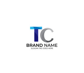 Modern TC Alphabet Blue Or Gray Colors Company Based Logo Design Concept
