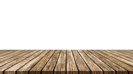 Empty light wood table top isolate on white background - can used for display or mock up your products.
